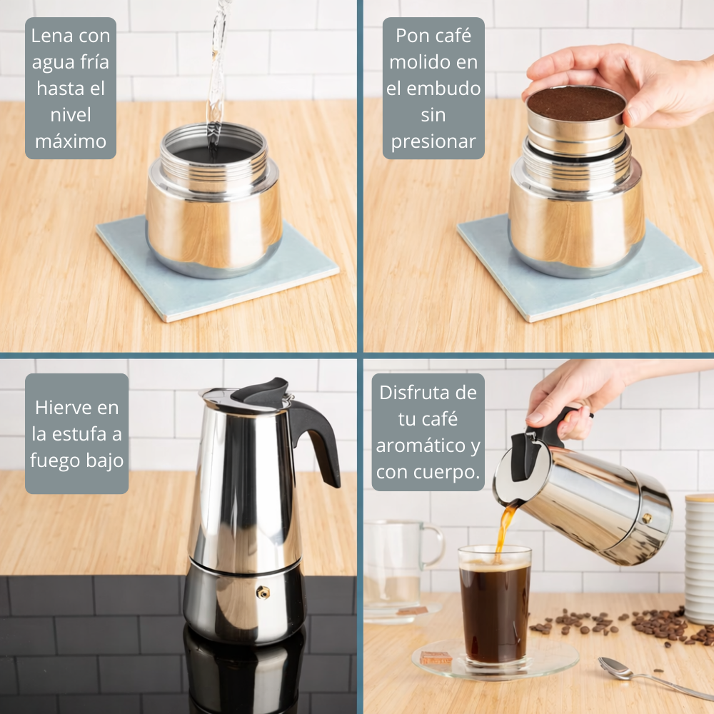 prepara café de forma tradicional, café con sabor intenso