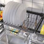 escurridor de platos múltiples compartimentos ahorro de espacio