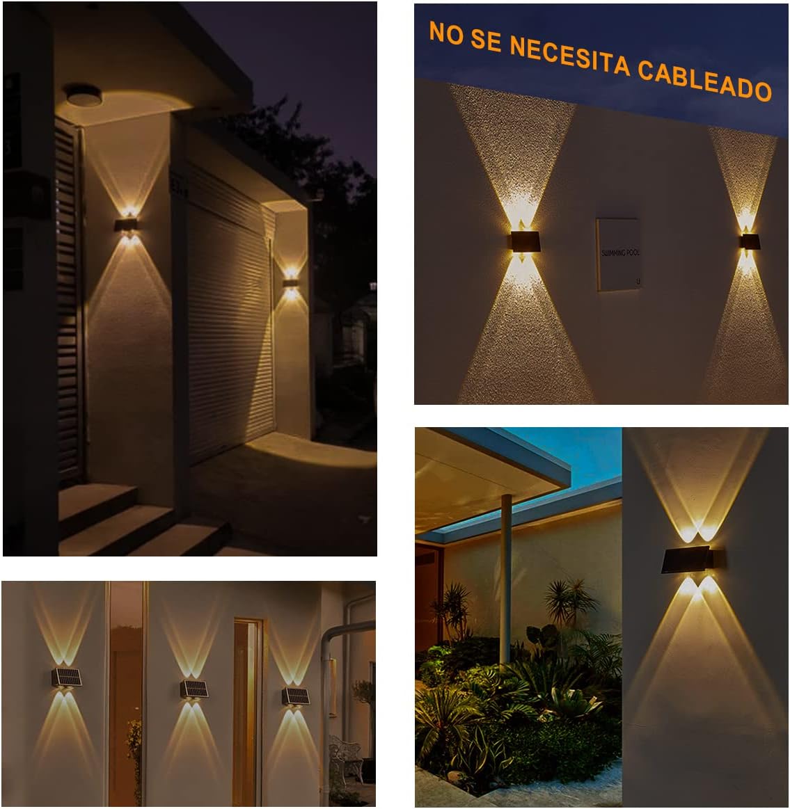 Lámpara solar exterior de pared