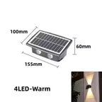 medidas de lámpara solar para exteriores de 4 leds