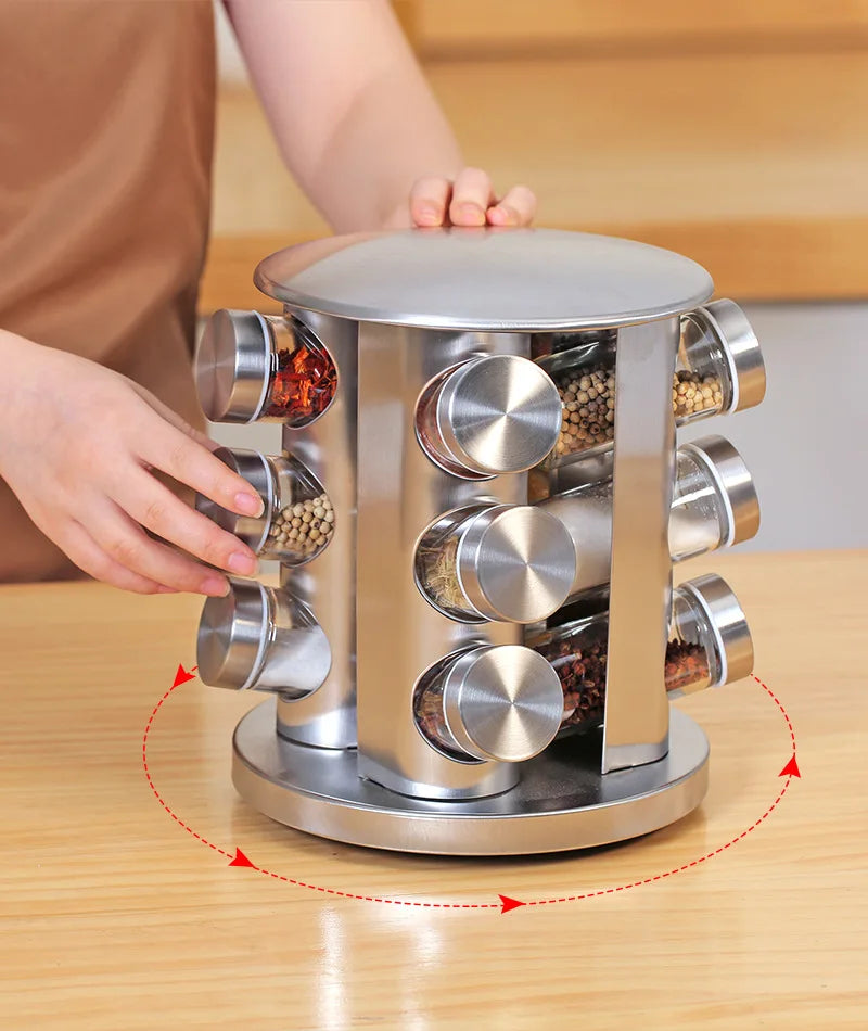 organizador de especias en aluminio con capacidad de doce especias