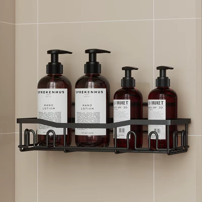 Repisas adhesivas para organizar shampoo, jabón y accesorios de baño