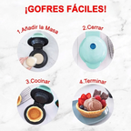 Máquina RIVETI para hacer cuencos de waffle para helados, color turquesa.