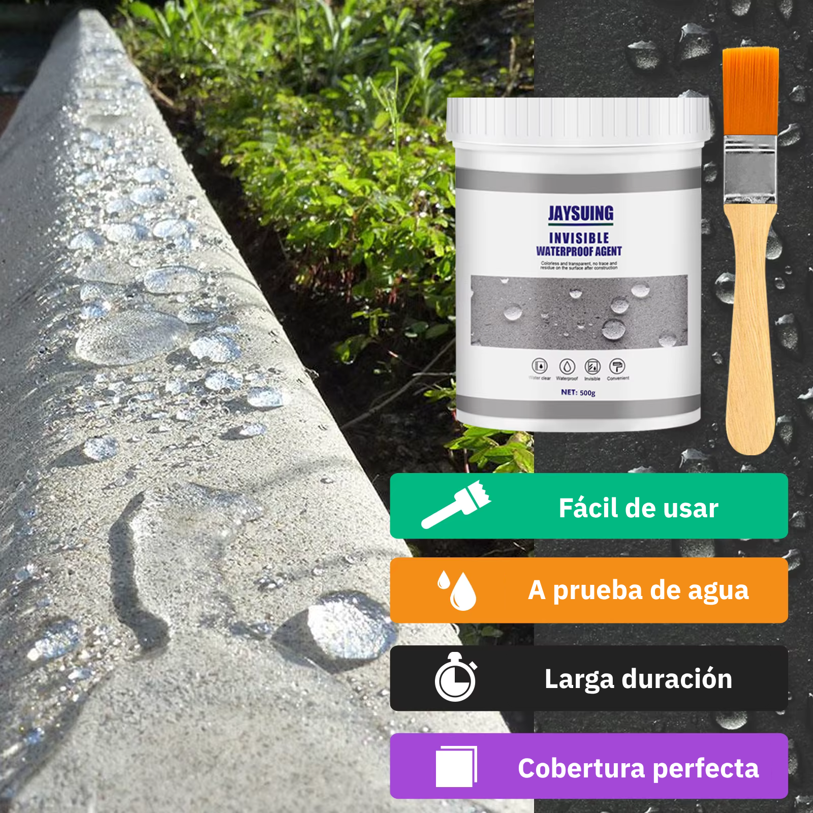 sellante a prueba de agua, larga duración, transparente, fácil aplicación