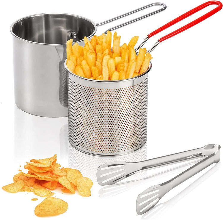 Set de olla freidora con canasta escurridora y pinzas