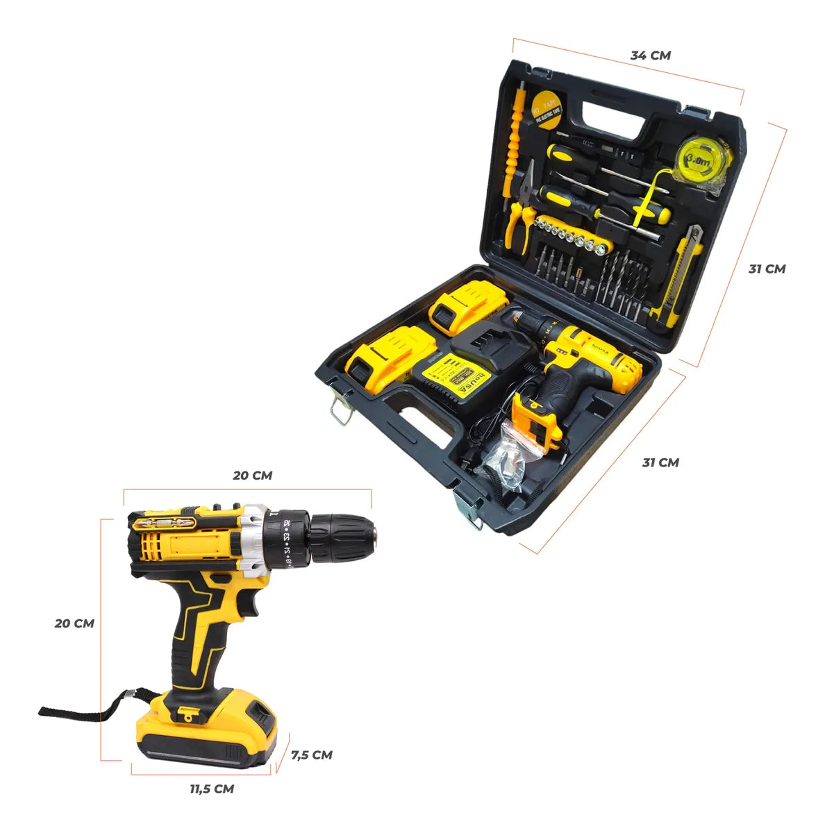 Taladro atornillador inalámbrico con herramientas 36V