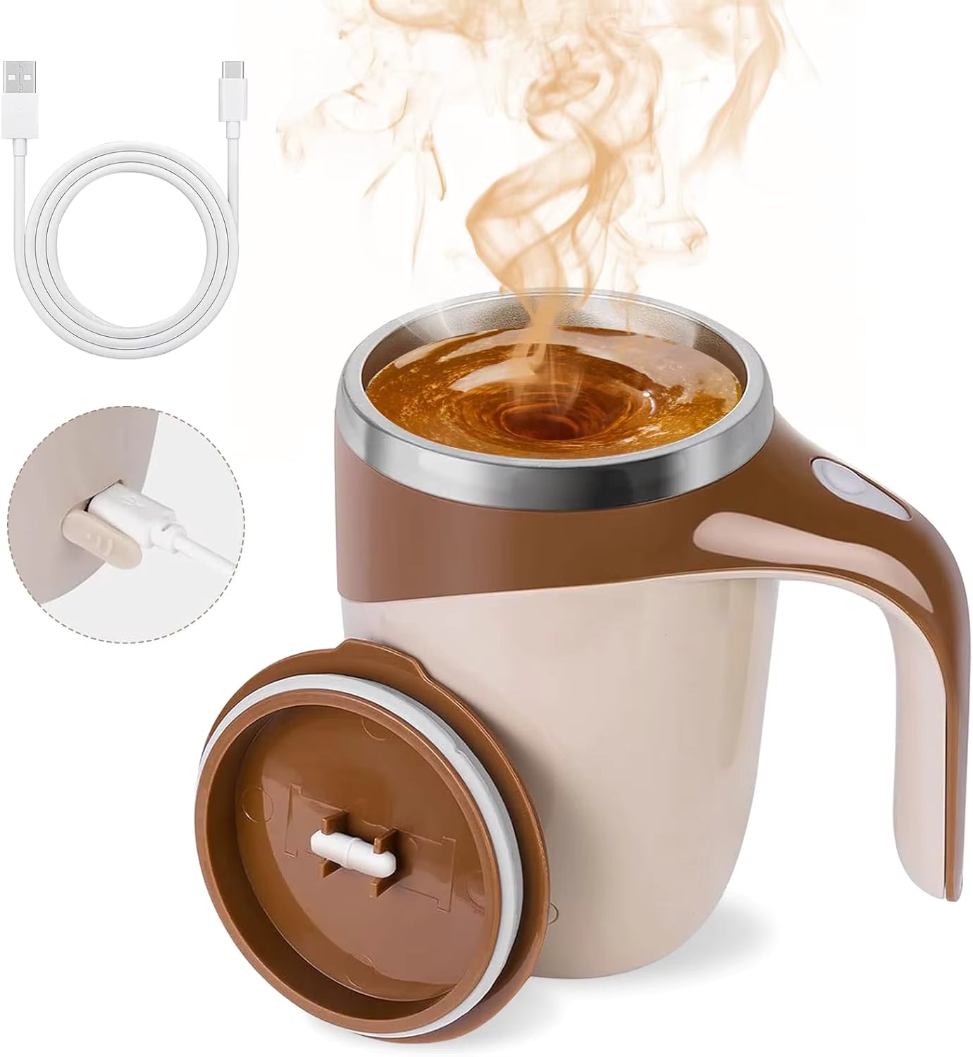 taza recargable para mezclar chocolate, café o batidos en camping u oficina.